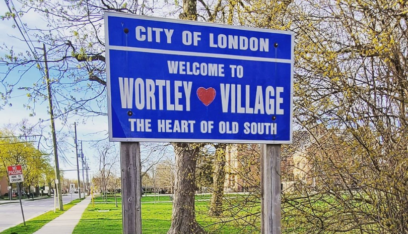 Main street shops and charm in Wortley Village, London